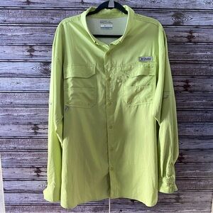 Columbia PFG Men's Omni-Shade Long-Sleeved Button-Down Shirt Size XL Vented Logo